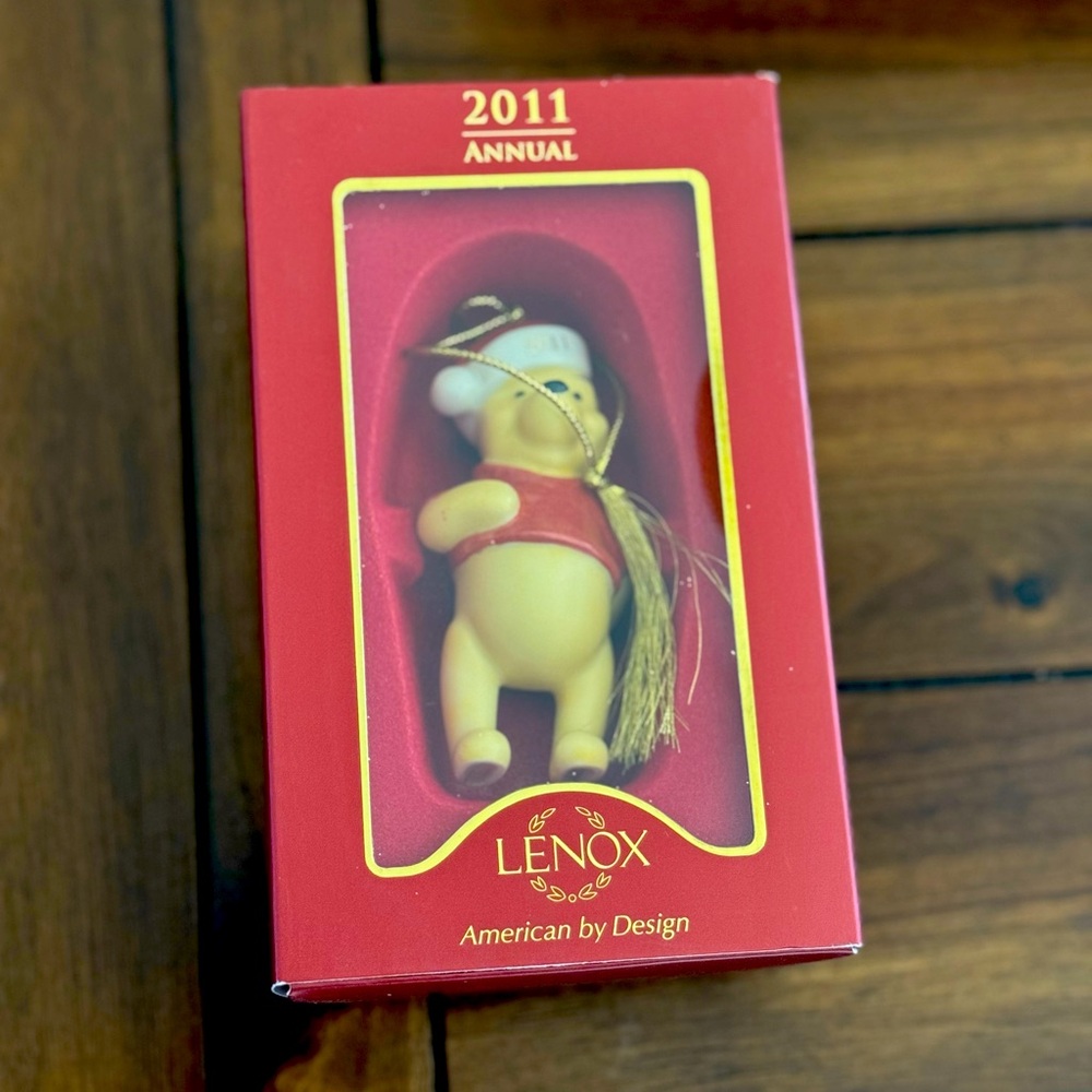2011 Lenox Pooh’s Santa Surprise Porcelain Ornament